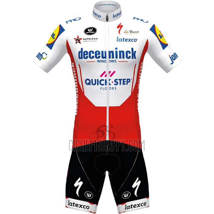 Deceuninck Quick Step Cycling Jersey Bib Short 2020 Short Sleeve White Red1